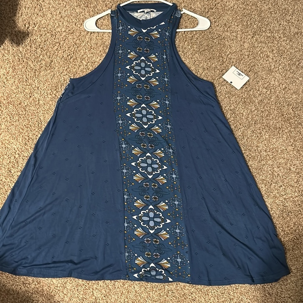O’Neill Leslie Denim Blue Floral Print Swing Dress Small - Picture 8 of 12
